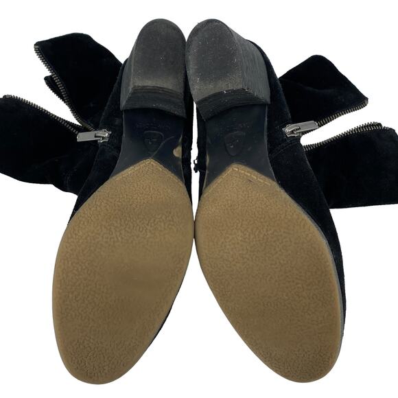 ADAM TUCKER 9M Isadora Black Suede Leather Double Zipper Boots Bootie Heel - Picture 10 of 16